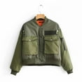 Wholesale 2022 Spring New Army green Short Bomber Jacket Women stand