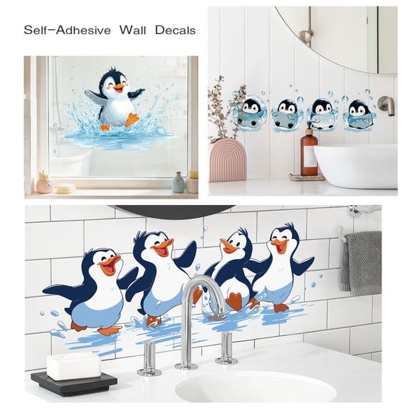 Wholesale 2026 Cartoon Penguin Wall Decals - Waterproof Self-Adhesive Stickers for Mall Windows & Home Decor