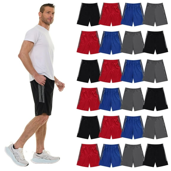 Wholesale 24 Pack Mens Mesh Basketball Shorts, Assorted Colors and Sizes Per Case, Lightweight Gym and Bulk Workout 11 Inch Shorts with Pockets Multi