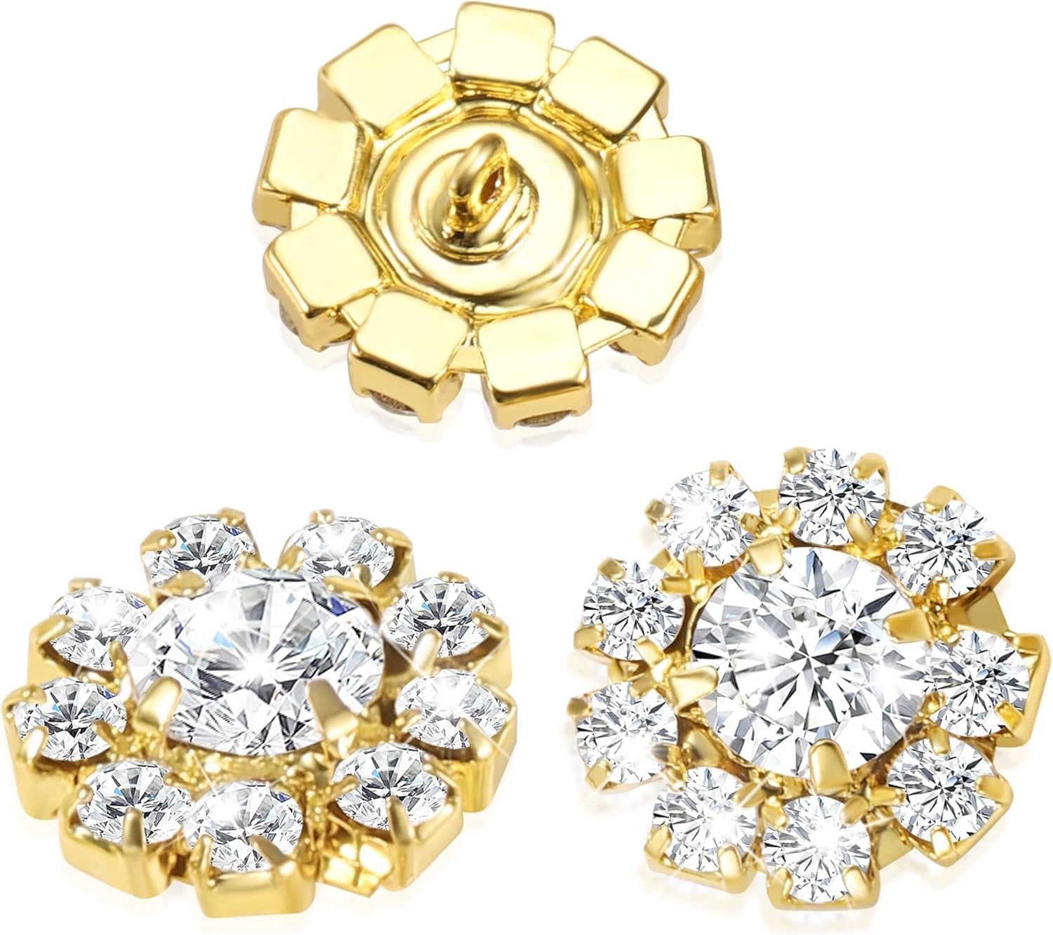 Wholesale 24 count 16MM  Metal Clear Rhinestone Glass Buttons Supplies Bulk for Craft (Shank)