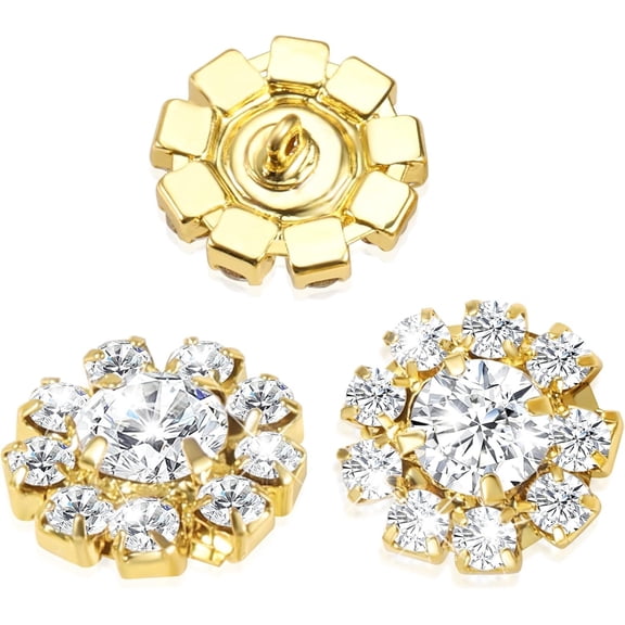 Wholesale 24 count 16MM  Metal Clear Rhinestone Glass Buttons Supplies Bulk for Craft (Shank)