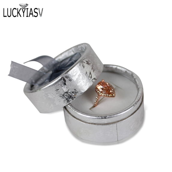 Wholesale 24pcs/lot Multi-color Bow Small Round Ring Box Stud Earrings Jewelry Box Gift Box For Ring Display Jewelry Earring Box Silver