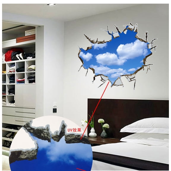 Wholesale 3D Blue Sky Wall Stickers - Decorative Ceiling Decals for Bedroom, Model AY9253