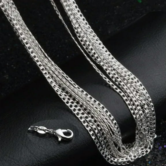 Wholesale 5 PCS Lots 2MM Stainless Steel Flat Curb Chain Rope Necklace 16-30"