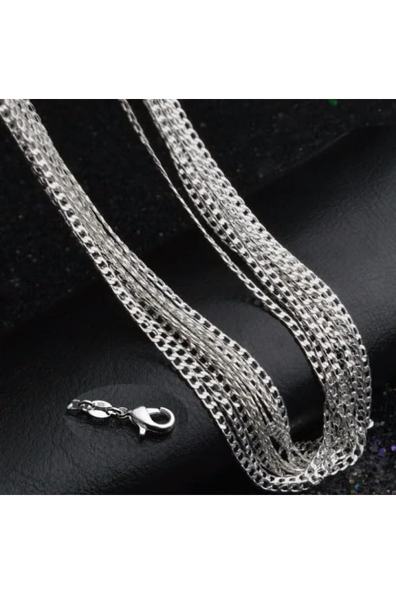 Wholesale 5 PCS Lots 2MM Stainless Steel Flat Curb Chain Rope Necklace 16-30"