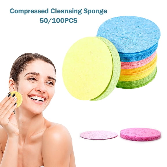 Wholesale 50/100PCS Compressed Natural Cellulose Facial Cleansing Sponge