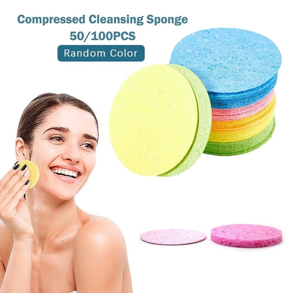 Wholesale 50/100PCS Compressed Natural Cellulose Facial Cleansing Sponge