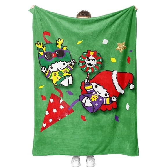 Wholesale 5pcs Sanrio Christmas Blanket Hello Kitty Cinnamoroll Kuromi Series Print Flannel Throw Air Conditioning Blanket
