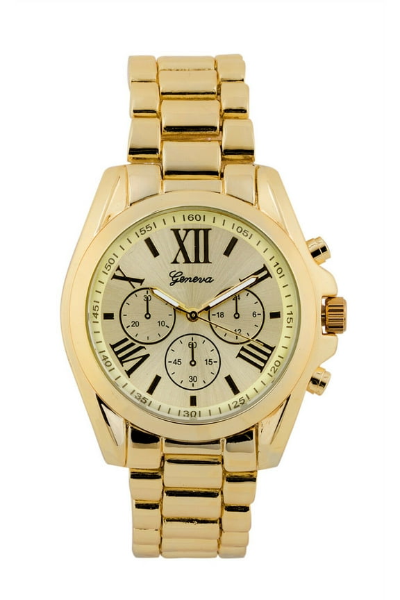 Wholesale 6 pcs Geneva Yellow Gold Tone Classic Men's Watch.