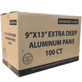 thumbnail image 1 of Wholesale: 9X13" Half Size Extra-Deep Extra-Heavy Disposable Aluminum Pans Deep Steam Table Bakeware - Cookware Perfect for Baking Cakes, Bread, Meatloaf, Lasagna:100CT, 1 of 6
