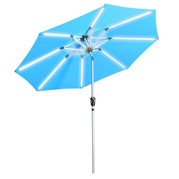 Wholesale Adjustable Outside Umbrella Solar Led Blue Outdoor Patio Umbrella With Light