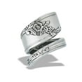 thumbnail image 1 of Wholesale Antiqued Spoon Ring Stainless Steel Flower Design Band Gray Jewelry Female Male Size 11, 1 of 4