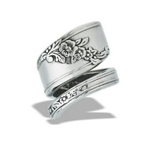 Wholesale Antiqued Spoon Ring Stainless Steel Flower Design Band Gray Jewelry Female Male Size 11