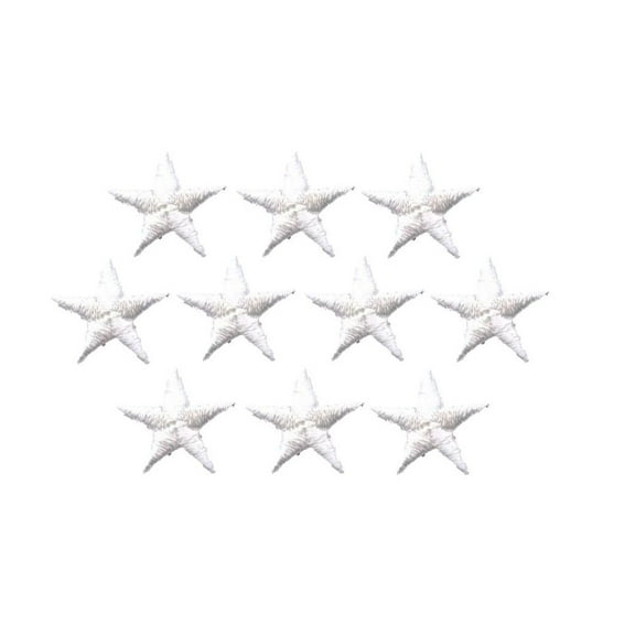 Wholesale Applique Star White Embroidery Iron-On Patches and Sew-On Patches (10 Pack)