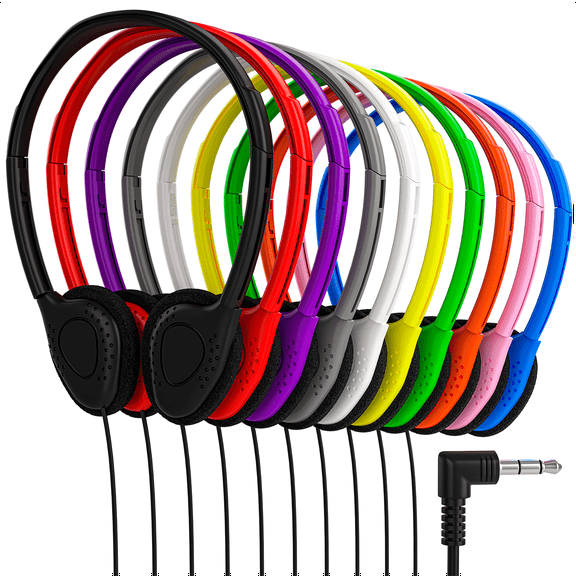 Wholesale Bulk Disposable Headsets Earphones Earbuds Headphones School Library Classroom Airplane Hospital Students Kids Adults (10-Pack, Multi)
