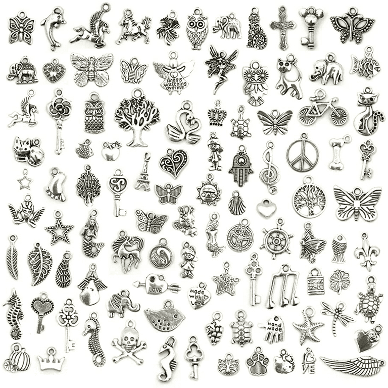 JIALEEY Wholesale 100 PCS Mixed No Repeated Silver Pewter Smooth Metal  Charms Pendants DIY for Necklace Bracelet Dangle Jewelry Making and  Crafting, Animal Char…