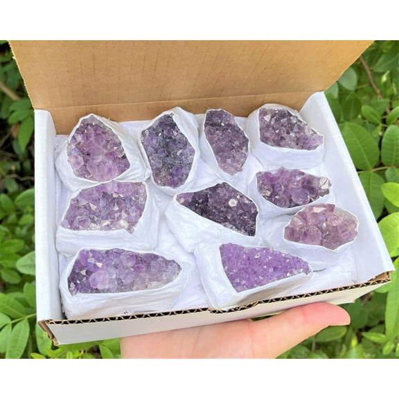 Wholesale Bulk Natural Amethyst Crystal Clusters: 10-16 Piece Lot (Quartz Geode)