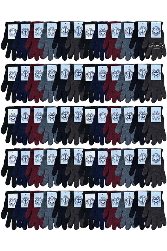 Wholesale Bulk Winter Gloves For Men Woman, Bulk Pack Warm Winter Thermal Gloves (240 Pairs Assorted)