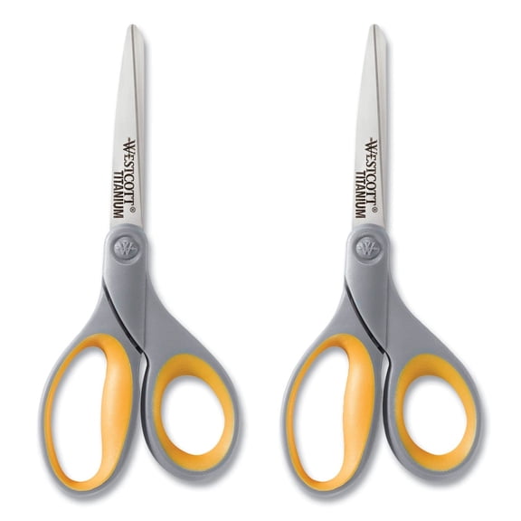 Wholesale CASE of 10 - Acme High Performance Titanium Bonded Scissors-Straight Scissors,Titanium Bonded,8" Full,2/PK,Gray/Yellow
