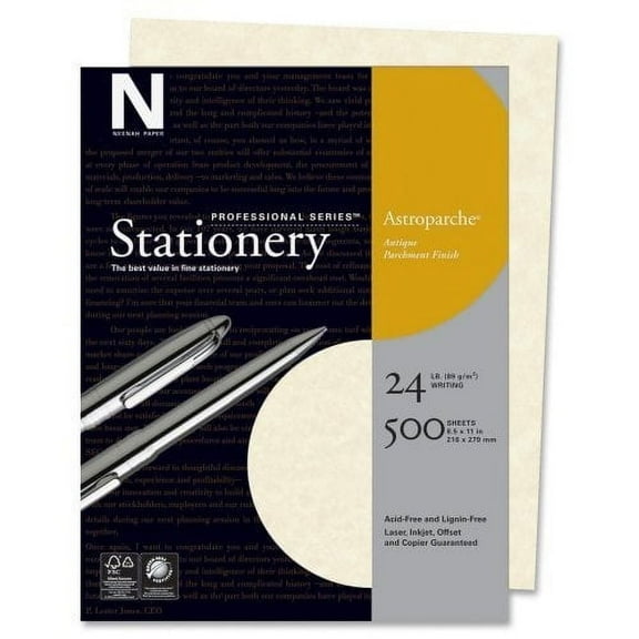 Wholesale CASE of 10 - Wausau Astroparche Parchement Finish Paper-Parchment Finish Paper, 24 lb., Letter Size, 500/BX, Natural