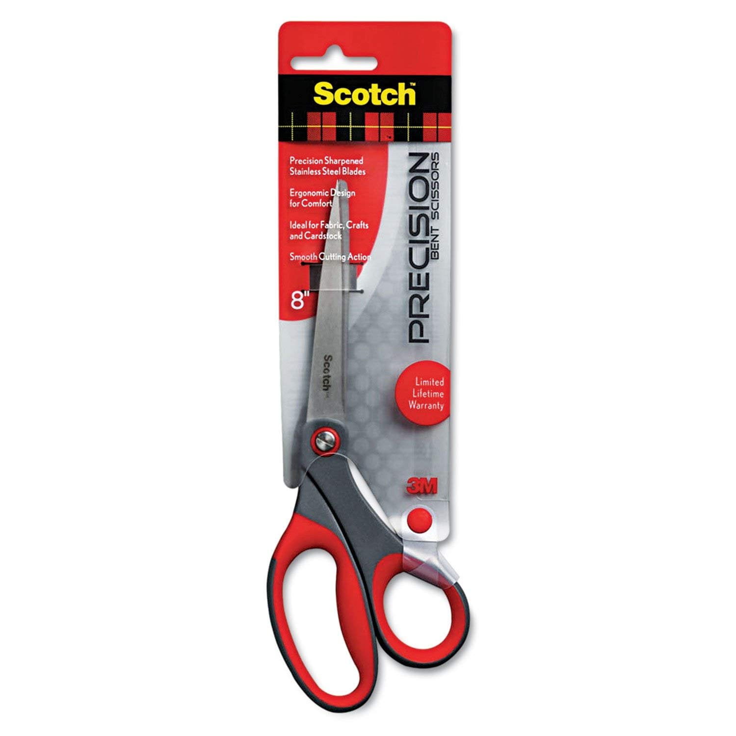 Wholesale CASE of 25 - 3M Scotch Precision Scissors-Scissors, Precision, 8" Bent, Gray/Red