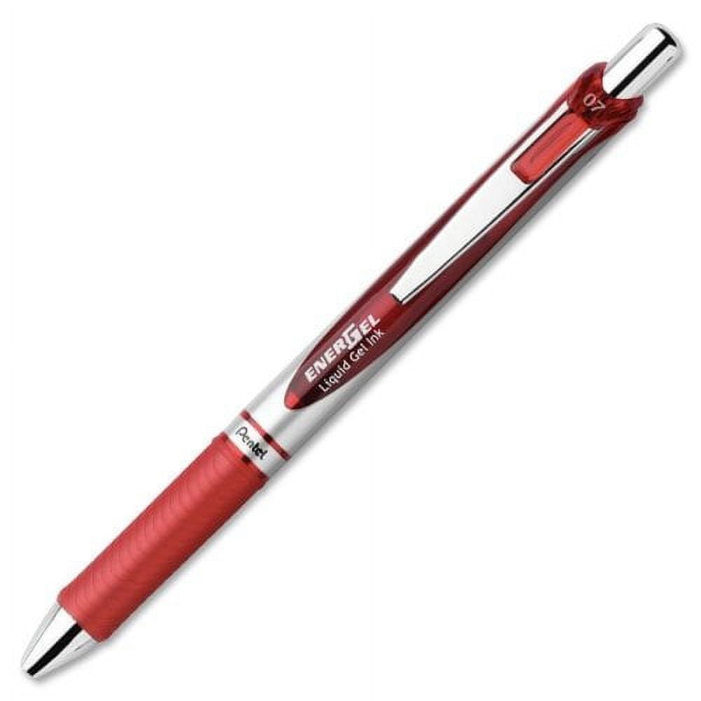 Wholesale CASE of 25 - Pentel EnerGel Liquid Steel Tip Gel Pens-Gel Pen,Retractable,Metal Tip,.7mm,Refill.,Red Barrel/Ink