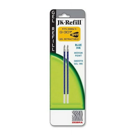 Wholesale CASE of 25 - Zebra G-301 JK Gel Stainless Steel Pen Refill-Gel Refill, 0.7mm, 2/PK, Blue