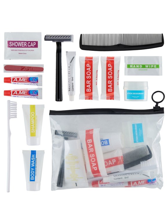 Wholesale Case of 200 Basic Hygiene Kits for Donations – Bulk Toiletry Supplies in Zip Pouch – Perfect for Donations Homeless Shelters, Relief Efforts & Charity Drives (200ct)