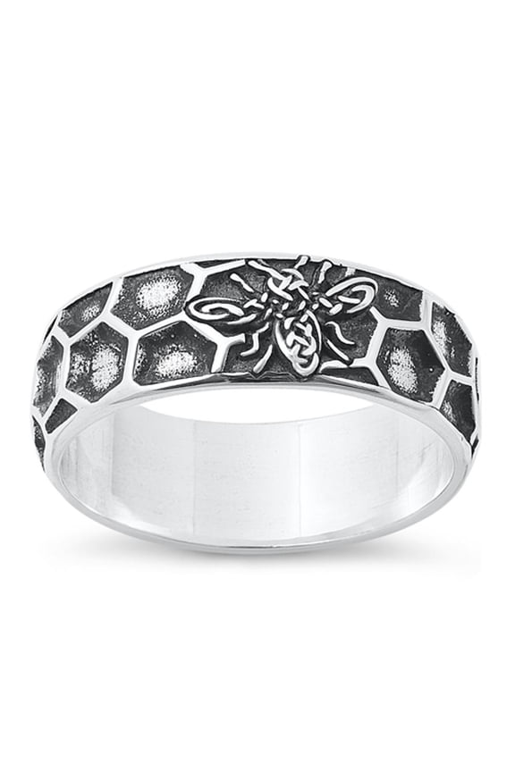 Wholesale Celtic Knot Bee Ring 925 Sterling Silver Honeycomb Band Jewelry Female Male Unisex Size 7