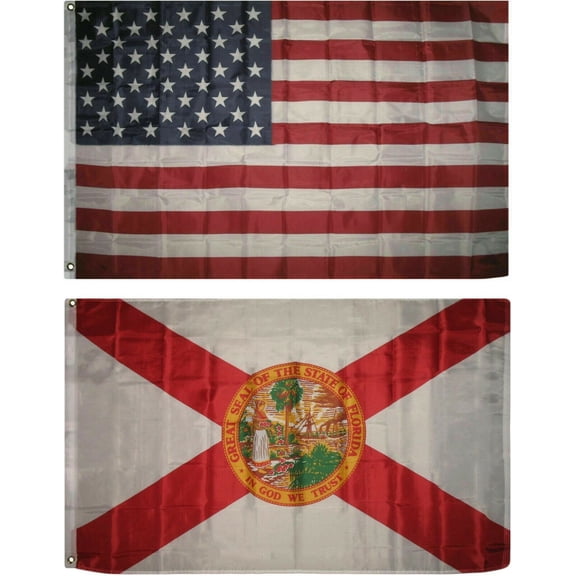 Wholesale Combo Lot of 3x5 USA Flag & State of Florida 3x5 2 Flags Banner