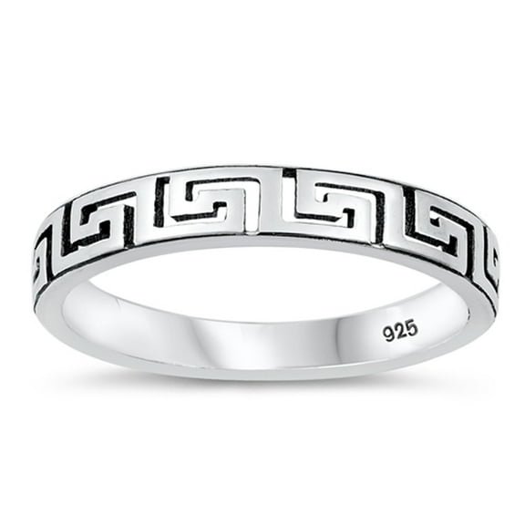 Wholesale Cutout Greek Key Ring .925 Sterling Silver Band Jewelry Female Male Unisex Size 4