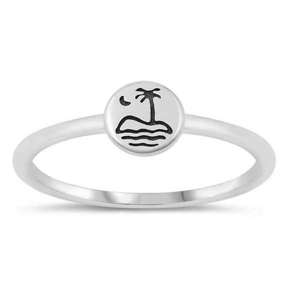 Wholesale Deserted Island Ring .925 Sterling Silver Beach Band Jewelry Female Male Unisex Size 9