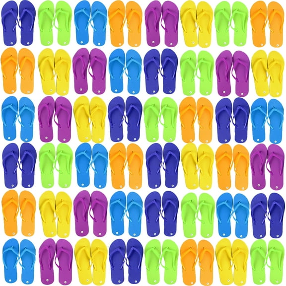 Wholesale Flip Flops, 48 Pairs, Many Colors, Men Women Kids, Wedding, Beach, Pool Party, Bulk Pack Slippers (Assorted Solids 1)