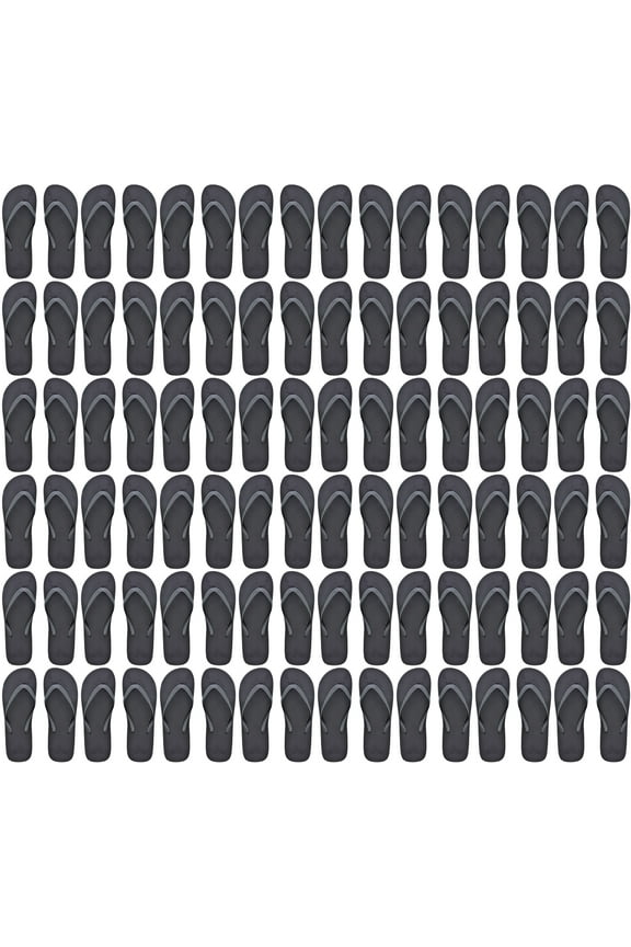 Wholesale Flip Flops, 48 Pairs, Many Colors, Men Women Kids, Wedding, Beach, Pool Party, Bulk Pack Slippers (Black)