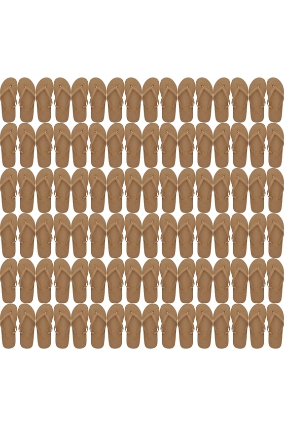 Wholesale Flip Flops, 48 Pairs, Many Colors, Men Women Kids, Wedding, Beach, Pool Party, Bulk Pack Slippers (Bronze)
