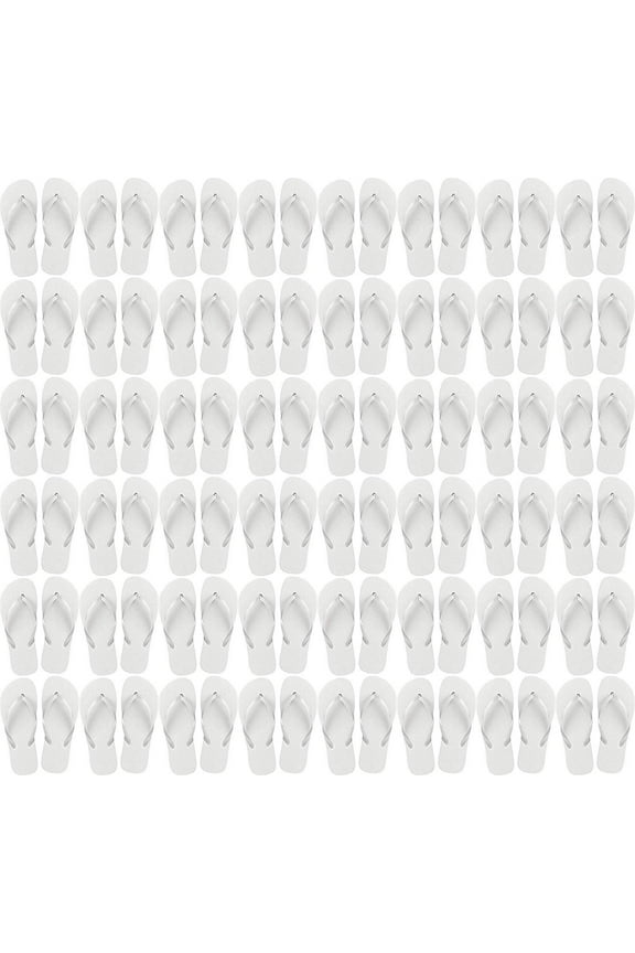 Wholesale Flip Flops, 48 Pairs, Many Colors, Men Women Kids, Wedding, Beach, Pool Party, Bulk Pack Slippers (Pure White)