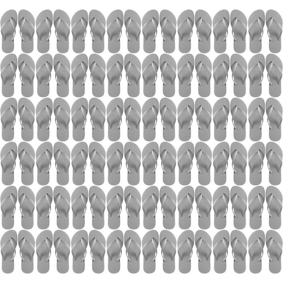 Winterlace Unisex Flip Flops Unisex Slippers, Silver, 48 Pairs