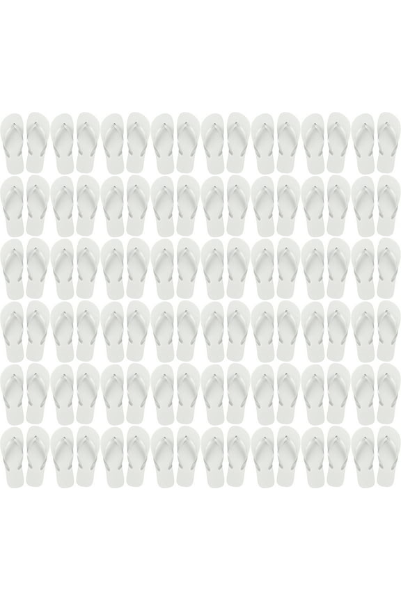 Wholesale Flip Flops, 48 Pairs, Many Colors, Men Women Kids, Wedding, Beach, Pool Party, Bulk Pack Slippers (White)