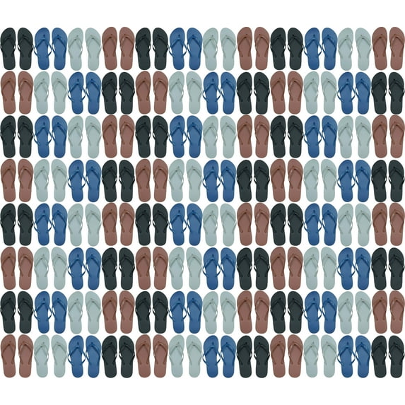 Wholesale Flip Flops, 96 Pairs Case, Men Women Kids, Wedding, Beach, Pool Party, Bulk Pack Slippers (Assorted Mens)