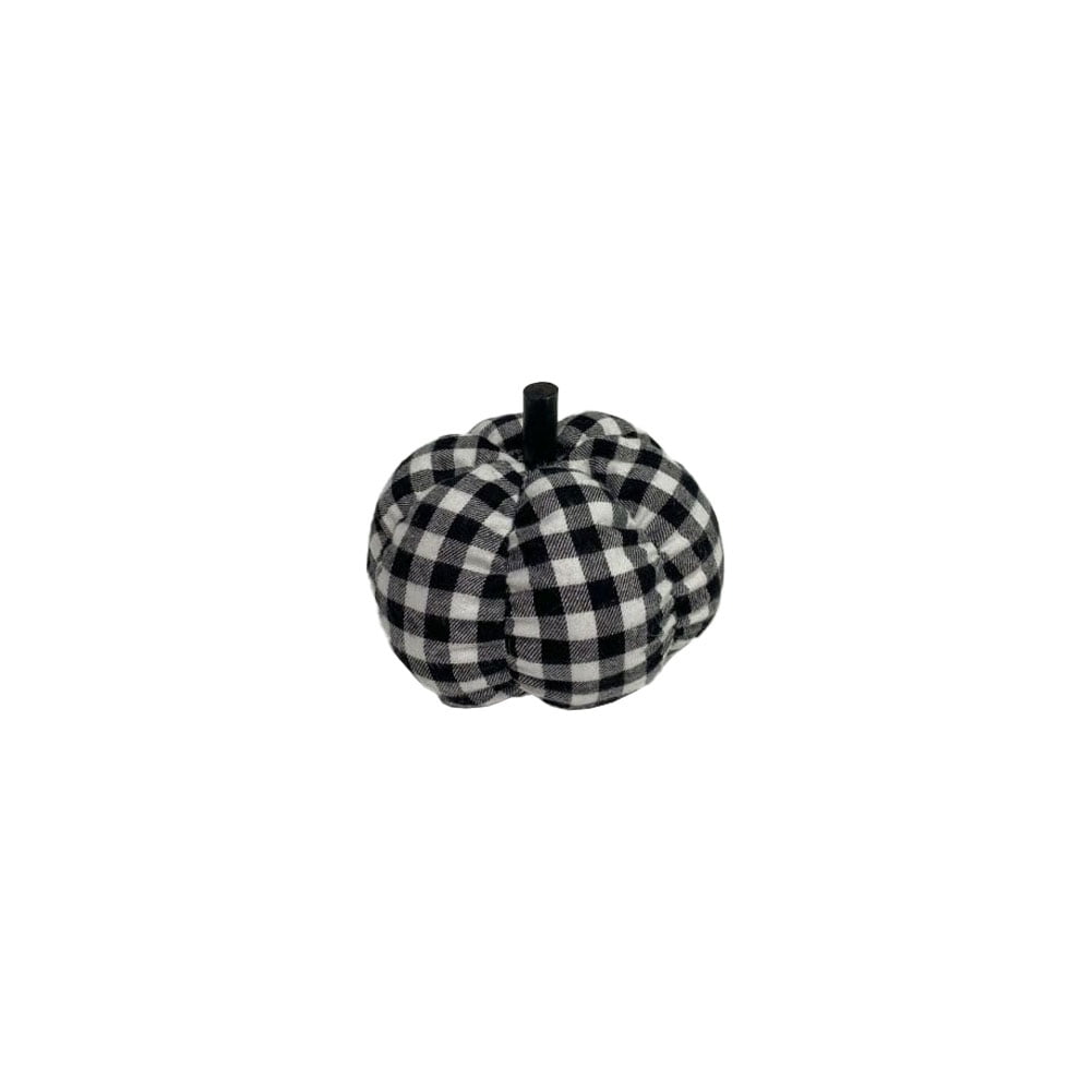 Wholesale Home Decor Black & White Fall  Buffalo Check Flannel Stuffed Pumpkin