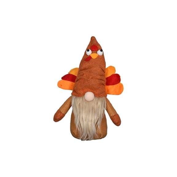 Wholesale Home Decor Butterball Gnome Orange w/Turkey Top Plush Weighted 10"H