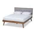 thumbnail image 1 of Wholesale Interiors Alke Queen Size Biscuit Tufted Mid-Century Modern Platform Bed, Walnut, 1 of 6