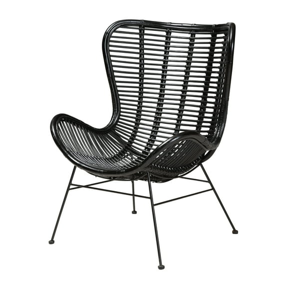 Wholesale Interiors Baxton Studio Colorado Modern Bohemian Black Rattan and Metal Accent Chair