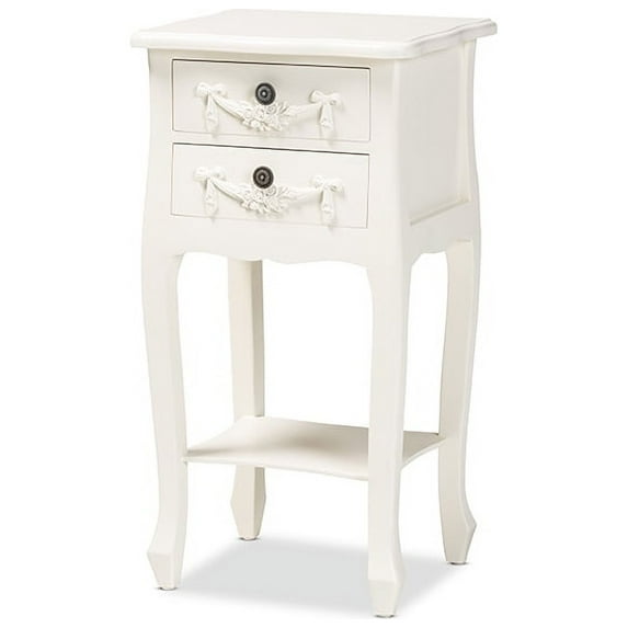Wholesale Interiors Baxton Studio Eliya Classic and Traditional White Finished Wood 2-Drawer Nightstand