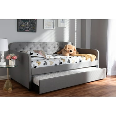 Wholesale Interiors Camelia Modern MDF Daybed with Pull-Out Trundle Gray