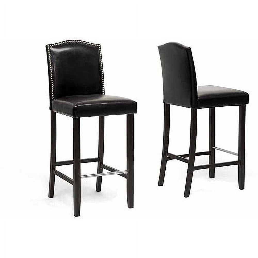 Wholesale Interiors Libra Modern Bar-Height Stool with Nail Head Trim, Set of 2, Black