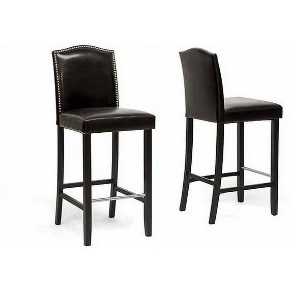 Wholesale Interiors Libra Modern Bar-Height Stool with Nail Head Trim, Set of 2, Brown