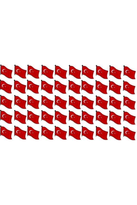 Wholesale International Single, Double and Friendship Flag Lapel Pins, Enamel Tie & Hat Pin Badges with Over 100 Countries Available (Turkey, 50 Waving Flag Lapel Pins)