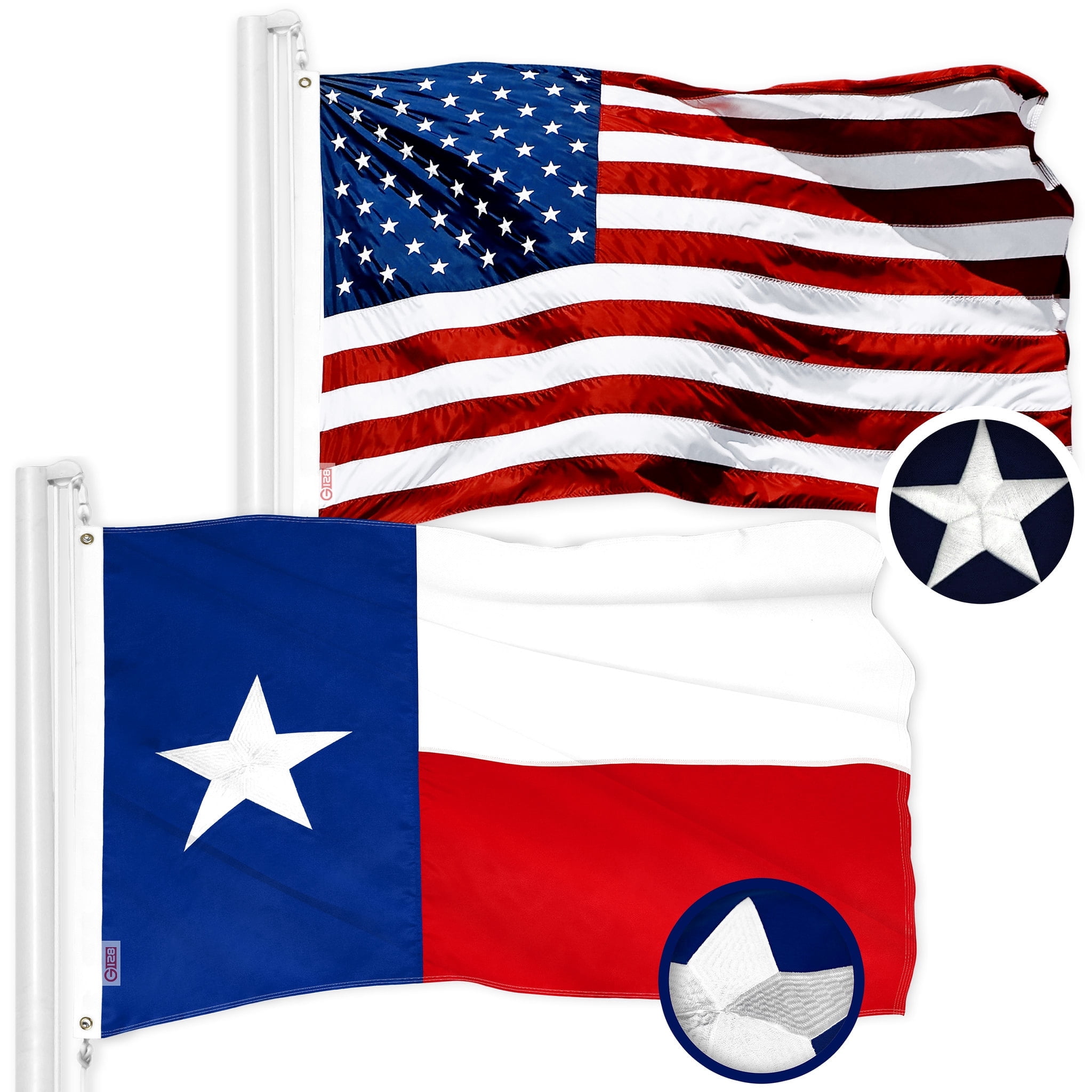 Wholesale LOT | G128 - USA American 3x5ft Embroidered Flag & Texas 3x5ft Embroidered Flag
