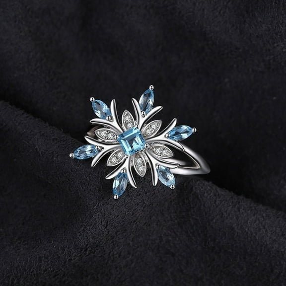 Wholesale Ladies Fashion Snowflake Flower Ring Engagement Jewelry Accessories Ring